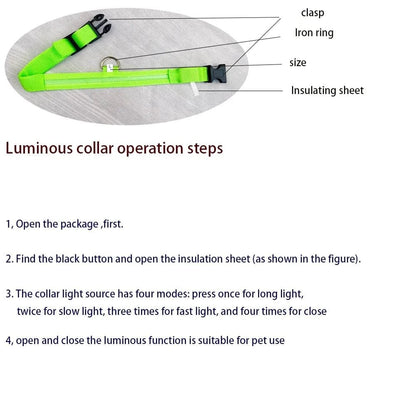 Nylon LED Night Safety Flashing Glow In The Dark Dog Leash Dogs Luminous Fluorescent Pet Dog Collar - PawfectCo