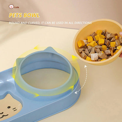 Pet Cat Bowl Automatic Feeder Dog Food Bowl With Water Fountain Double Bowl Drinking Raised Stand Dish Bowls For Cats - PawfectCo
