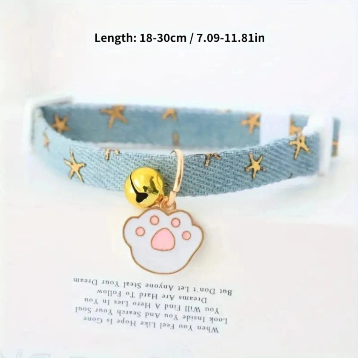 pet collar with bells and safety buckles, cute denim punk style accessories, suitable for cats and dogs - PawfectCo