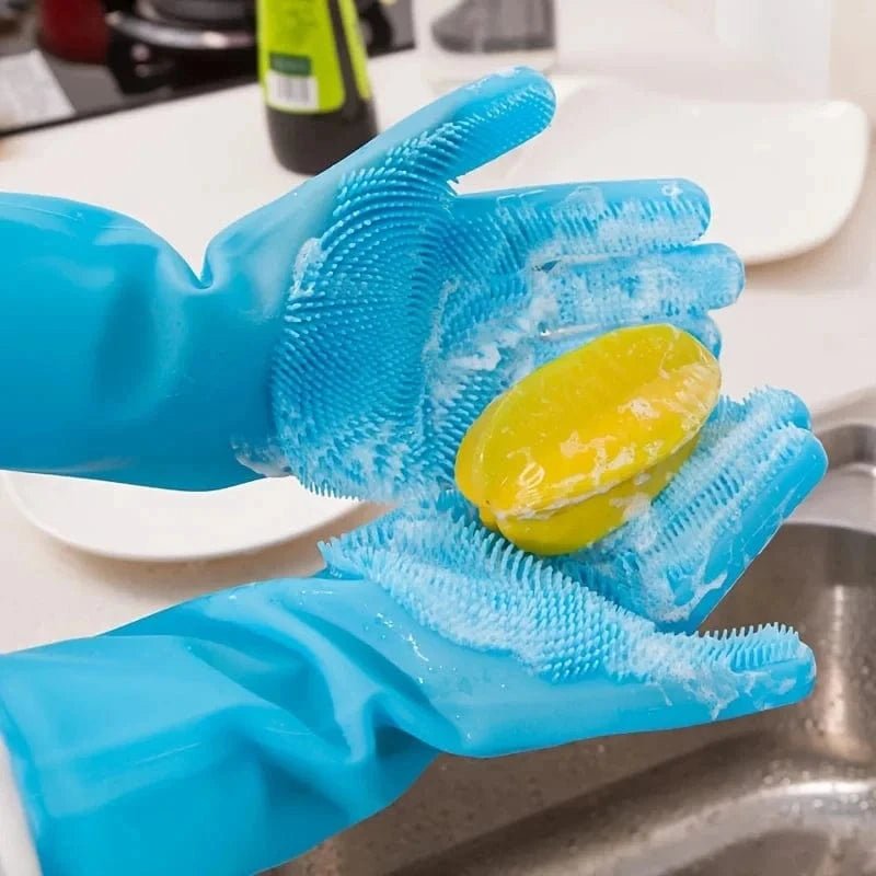 Pet Grooming Cleaning Gloves Dog Cat Bathing Shampoo Glove Scrubber Magic Dishwashing Cleanner Sponge Silicon Hair Removal Glove - PawfectCo