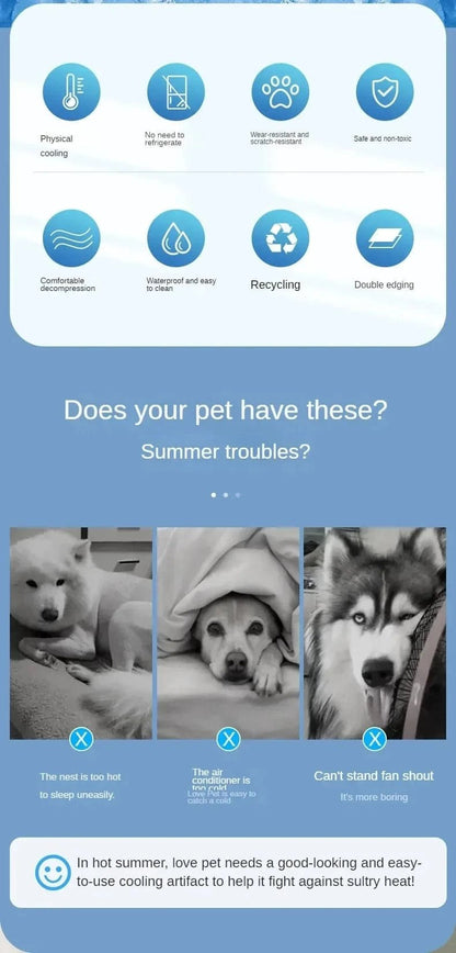 Pet Ice Pad Summer Dog Cooler Pad Breathable Cat Cooling Ice Pad Large Dog Sleeping Pet Ice Pad Sleeping Pad Summer Cooling Pad - PawfectCo