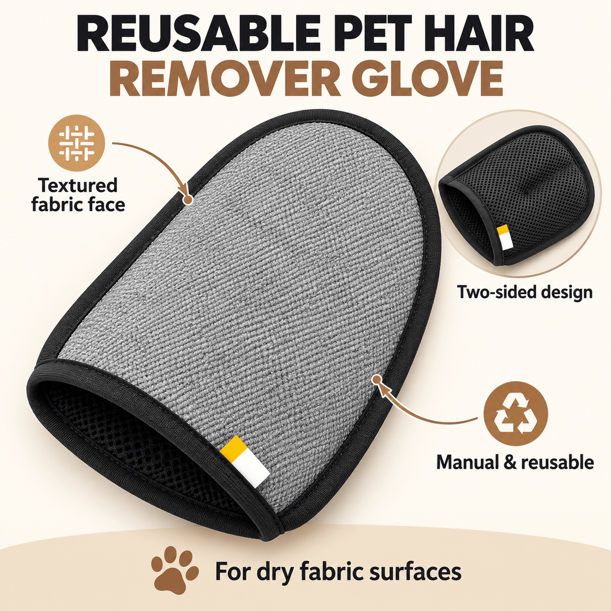 Reusable Pet Hair Remover Glove – Dry Fabric Cleaning - PawfectCo