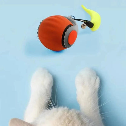 Silicone Smart Cat Toy Automatic Fast Rolling Cat Teasing Ball Toy with Faux Tail USB Rechargeable Self Moving Balls Toy - PawfectCo