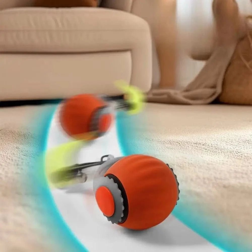 Silicone Smart Cat Toy Automatic Fast Rolling Cat Teasing Ball Toy with Faux Tail USB Rechargeable Self Moving Balls Toy - PawfectCo