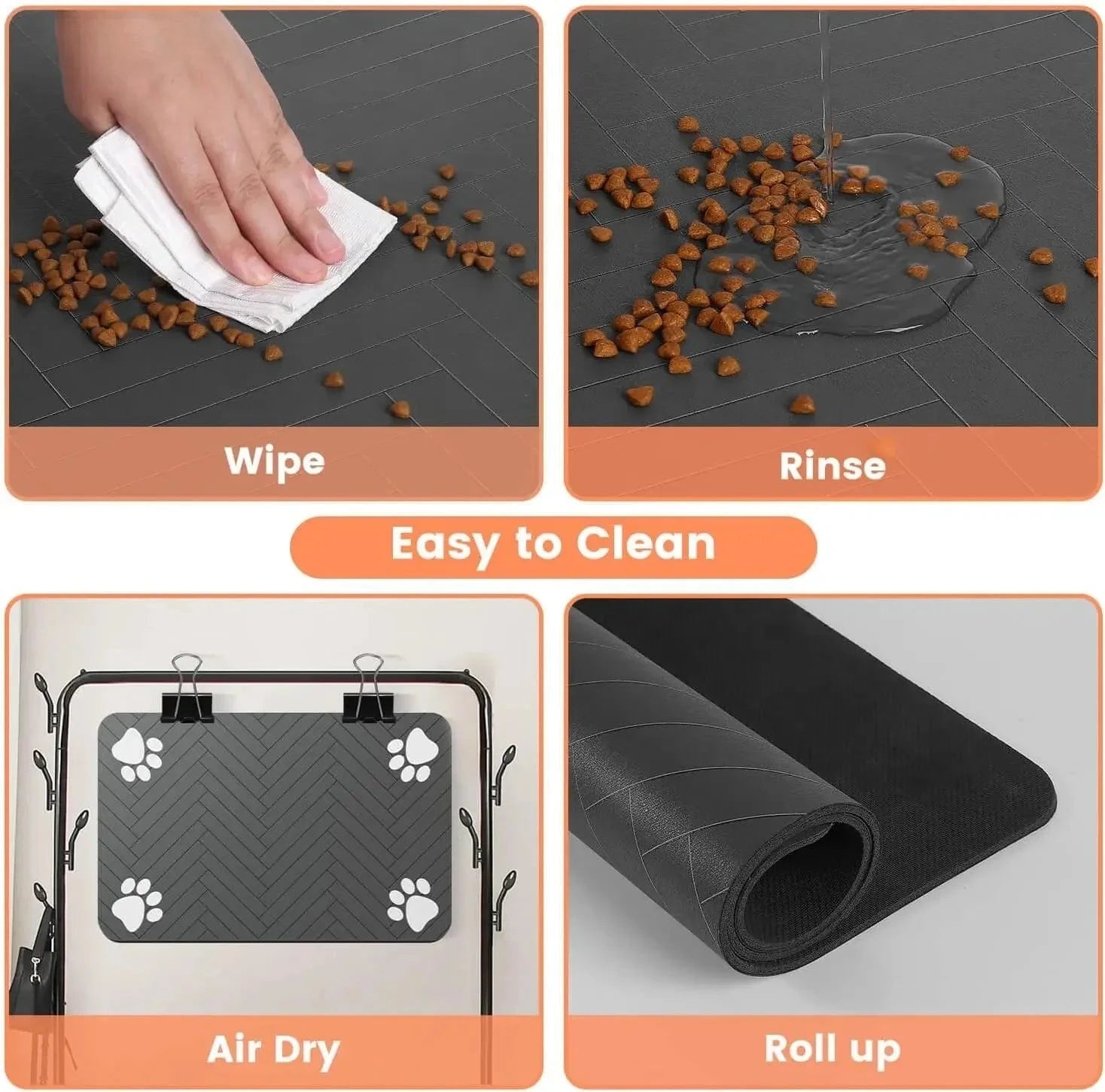 S（little kitten ）、M、L bsorbent Pet Feeding Mat, Waterproof Placemat for Dog & Cat Food & Water Bowls, Quick - Dry Rubber Backing - PawfectCo