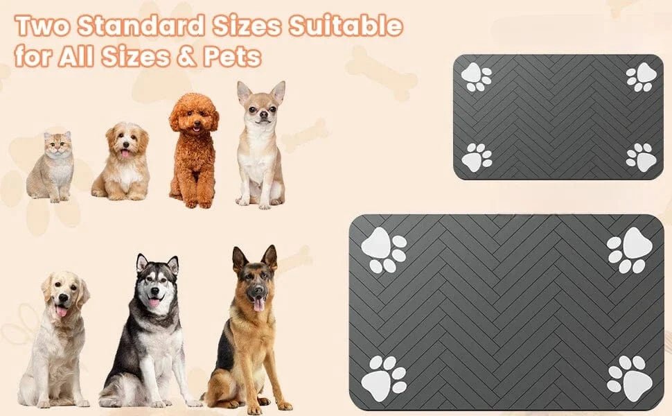 S（little kitten ）、M、L bsorbent Pet Feeding Mat, Waterproof Placemat for Dog & Cat Food & Water Bowls, Quick - Dry Rubber Backing - PawfectCo