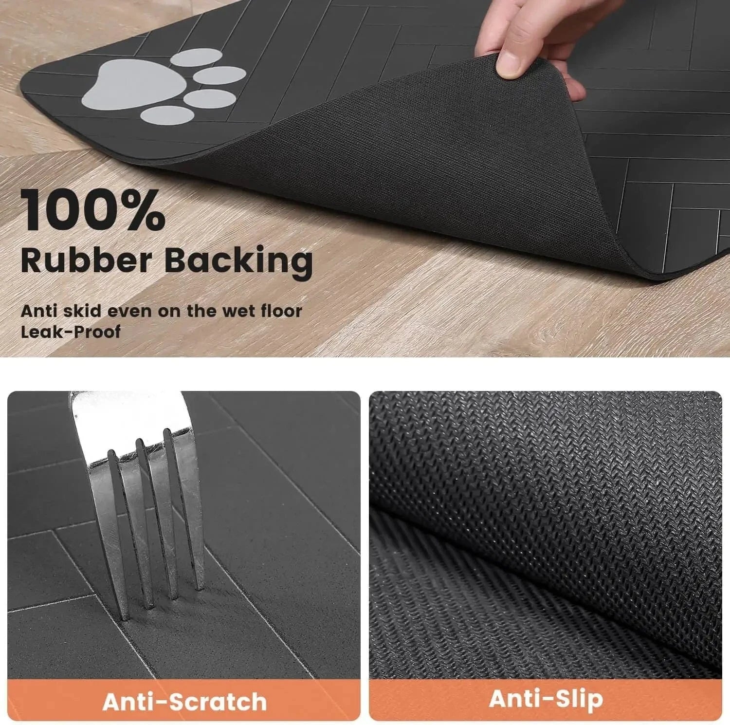 S（little kitten ）、M、L bsorbent Pet Feeding Mat, Waterproof Placemat for Dog & Cat Food & Water Bowls, Quick - Dry Rubber Backing - PawfectCo