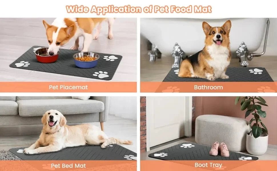 S（little kitten ）、M、L bsorbent Pet Feeding Mat, Waterproof Placemat for Dog & Cat Food & Water Bowls, Quick - Dry Rubber Backing - PawfectCo