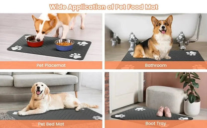 S（little kitten ）、M、L bsorbent Pet Feeding Mat, Waterproof Placemat for Dog & Cat Food & Water Bowls, Quick - Dry Rubber Backing - PawfectCo