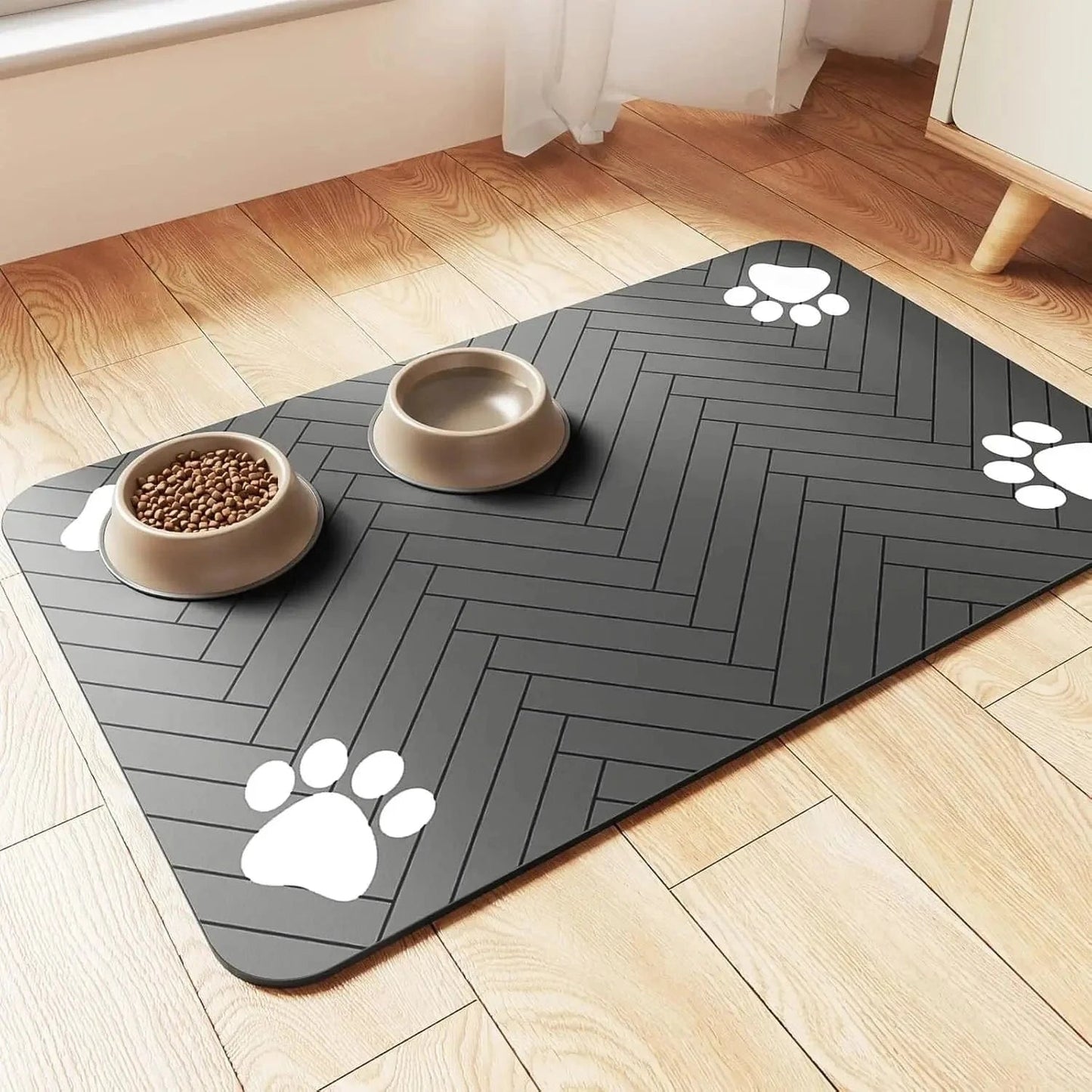 S（little kitten ）、M、L bsorbent Pet Feeding Mat, Waterproof Placemat for Dog & Cat Food & Water Bowls, Quick - Dry Rubber Backing - PawfectCo