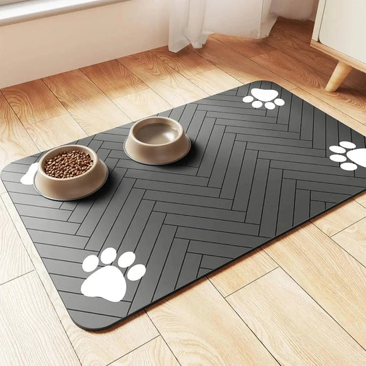 S（little kitten ）、M、L bsorbent Pet Feeding Mat, Waterproof Placemat for Dog & Cat Food & Water Bowls, Quick - Dry Rubber Backing - PawfectCo