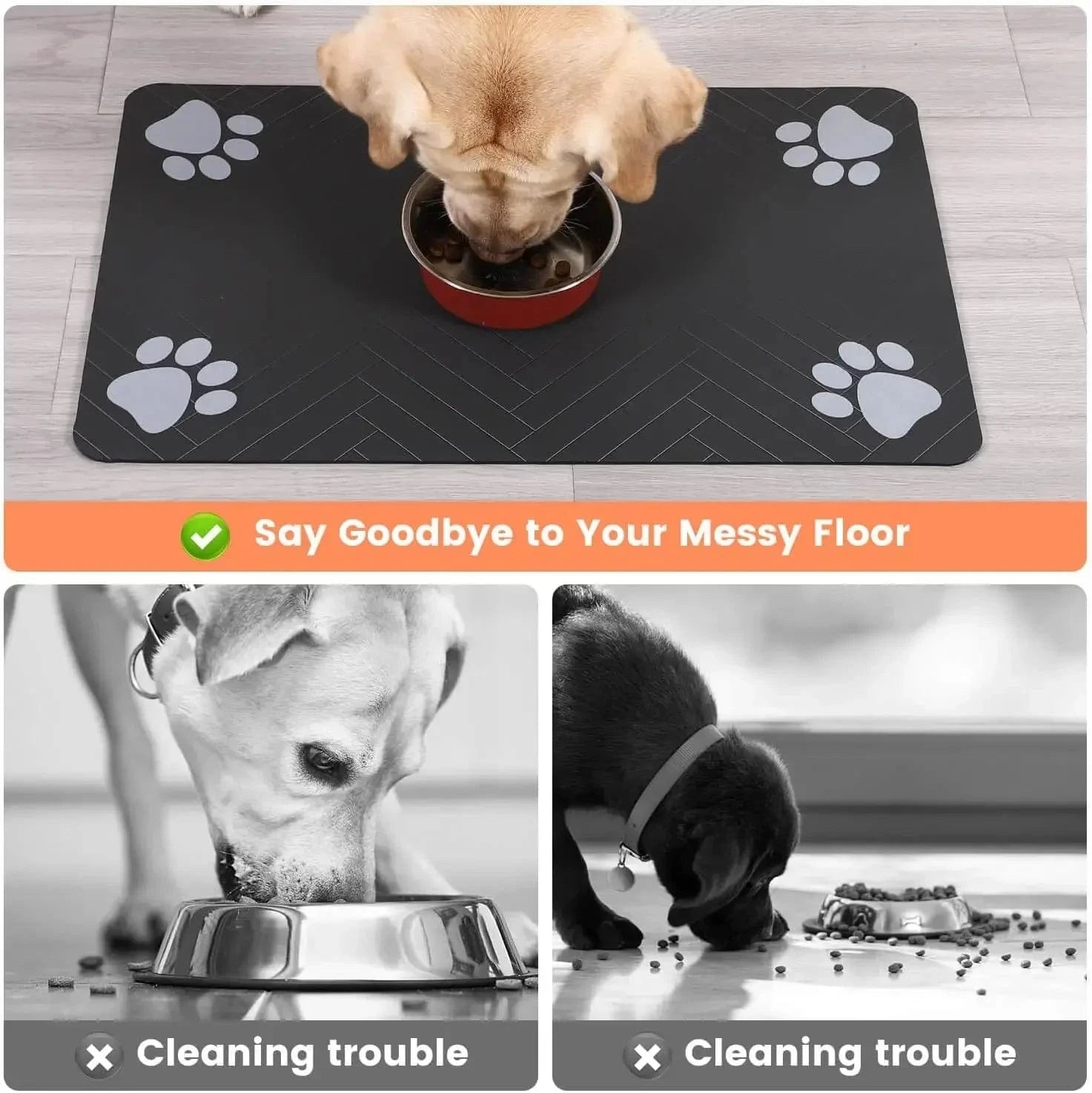 S（little kitten ）、M、L bsorbent Pet Feeding Mat, Waterproof Placemat for Dog & Cat Food & Water Bowls, Quick - Dry Rubber Backing - PawfectCo