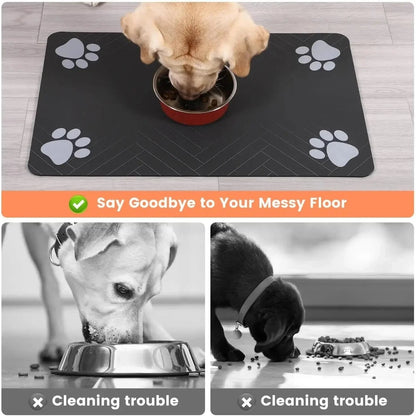 S（little kitten ）、M、L bsorbent Pet Feeding Mat, Waterproof Placemat for Dog & Cat Food & Water Bowls, Quick - Dry Rubber Backing - PawfectCo