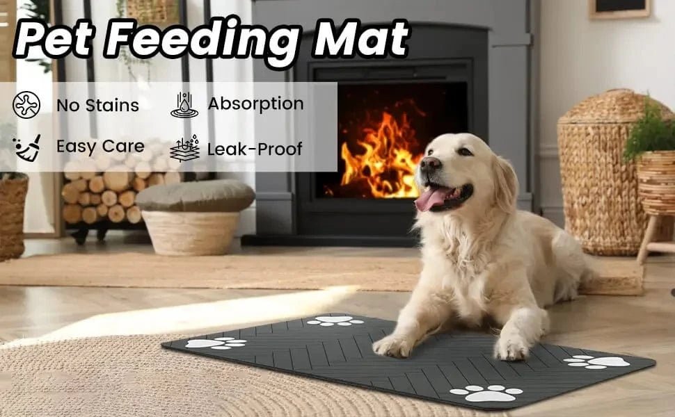 S（little kitten ）、M、L bsorbent Pet Feeding Mat, Waterproof Placemat for Dog & Cat Food & Water Bowls, Quick - Dry Rubber Backing - PawfectCo
