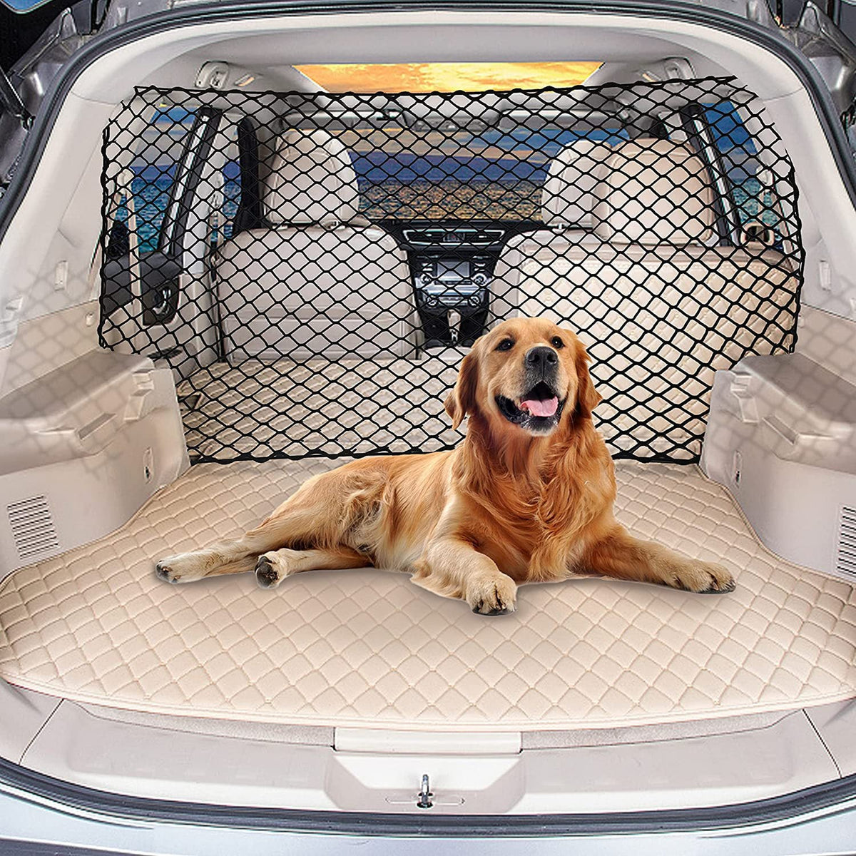 Stretch Mesh Pet Car Divider Net with 4 Hooks - PawfectCo