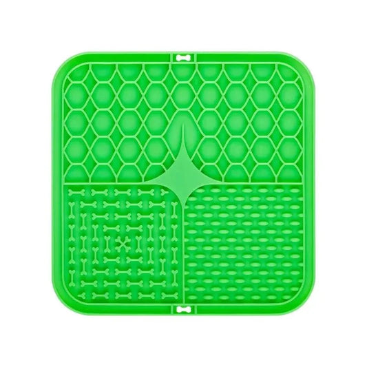 Green textured lick mat — front product view